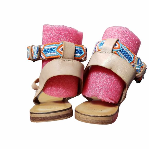 Ecote Thong Flat T Strap Beaded Sandals size 6.5 AS IS No Box - Picture 6 of 8